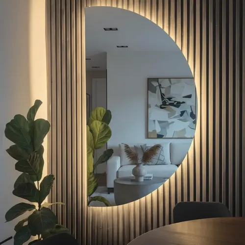 Espejo Media Luna Con Luz Led 120×60