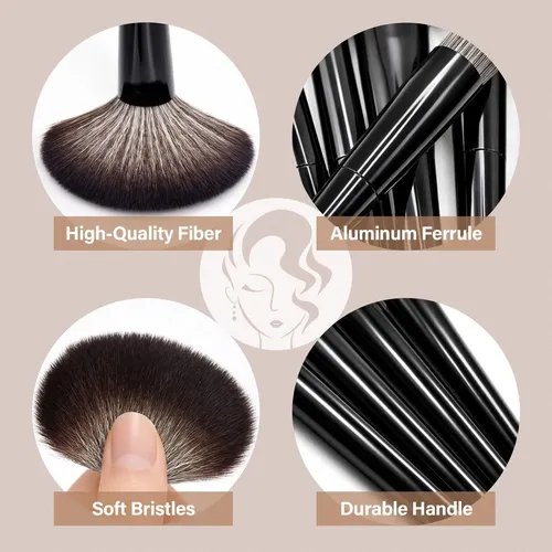 Set De Brochas De Maquillaje Mlemle 25 Unidades Emberblack