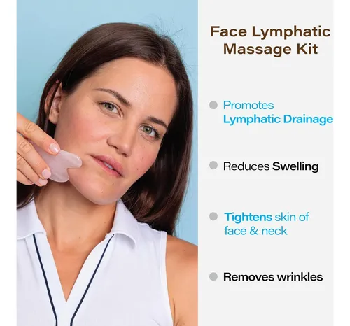 Set Masaje Linfático Facial Bruizex Con Rodillo De Jade Y