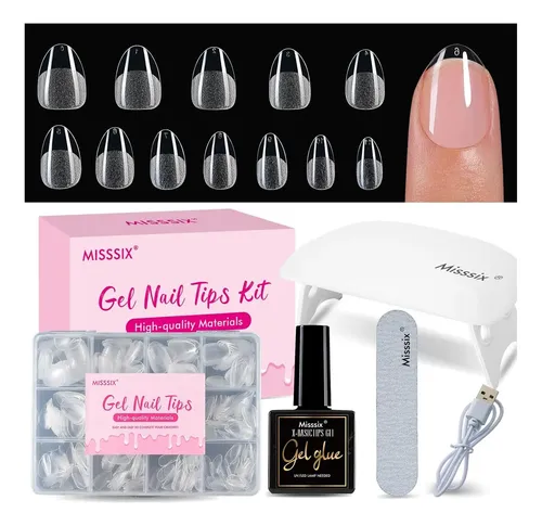 Kit De Uñas Gel Misssix Xs Almond Con Lámpara Uv