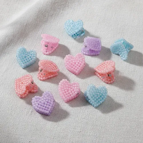 Hebillas Broches De Pelo Corazon Perlado X12 Unid Infantiles