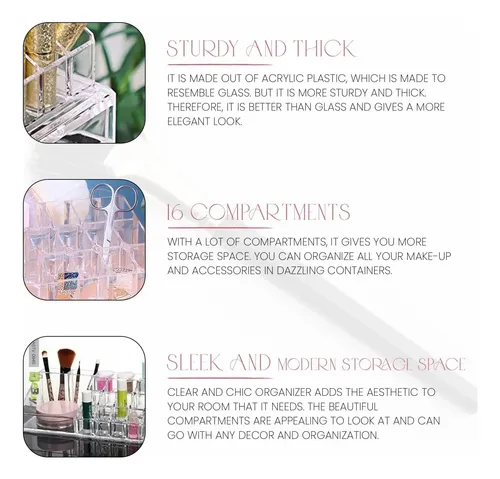 Organizador Acrilico Para Maquillaje 16 Compartimientos