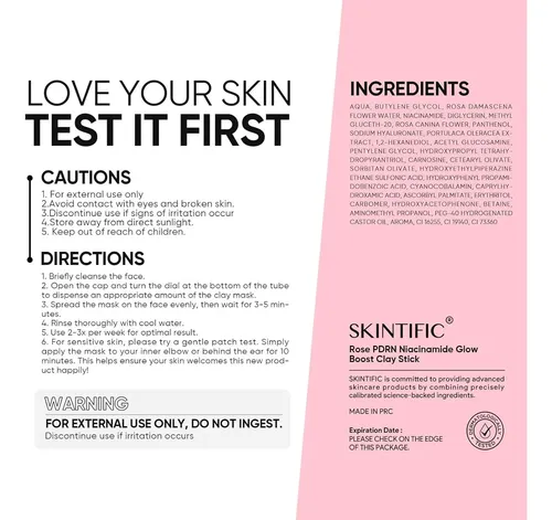 Mascarilla Arcilla En Barra Skintific Rose Pdrn Niacinamida