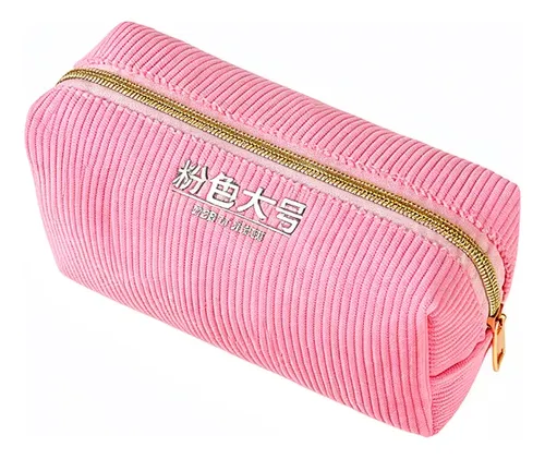 Cartuchera Grande Rosa De Pana Para Maquillaje Viaje