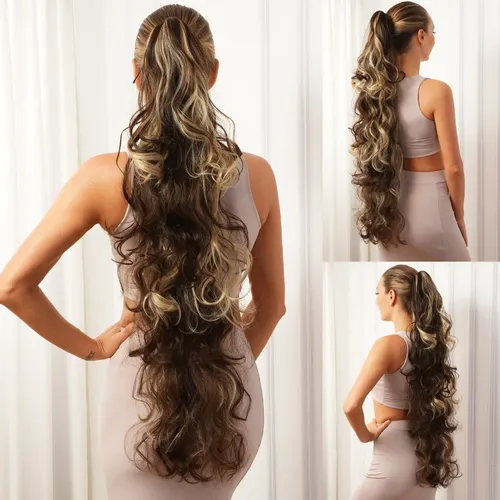 Extensiones Cabello Largo Rizado Natural Cola Caballo