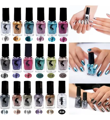 Esmalte Plateado Espejo 6 Ml 1# Con Acabado Brillo