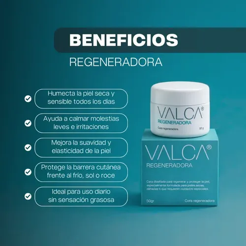 Cera Regeneradora Valca para Piel Seca y Sensible, Con Vitamina A y Omega