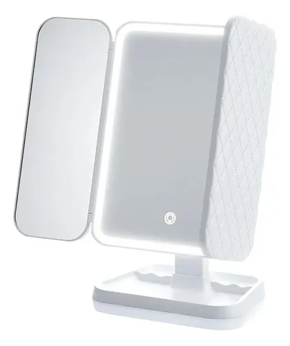 Espejo De Maquillaje Pantalla Táctil Luz Led Recargable Zoom