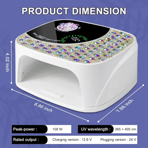 Lámpara Uv Led Blanca Para Uñas Gel Con Sensor Y 4 Timers
