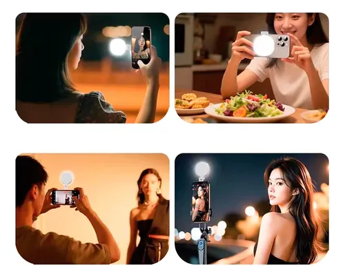 Luz Led Selfie Para Celular Magnética Giratorio Con Espejo