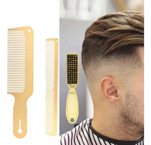 Juego De Peine De Metal Y Cepillo De Barbero Peine De Pelo
