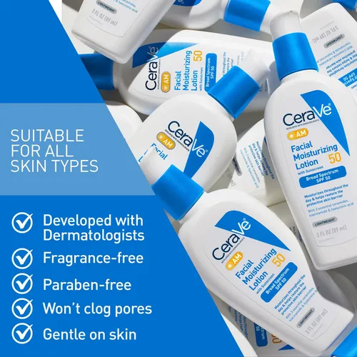 Loción Hidratante Facial Cerave Am Spf 50, 3 Onzas