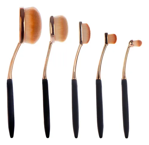 Set 5 Brochas Maquillaje Ovaladas Yoseng Estuche Negro