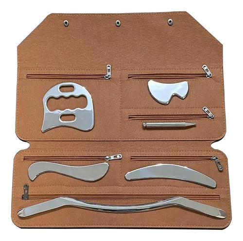 Set 6 Herramientas Gua Sha Acero Inox Para Masajes