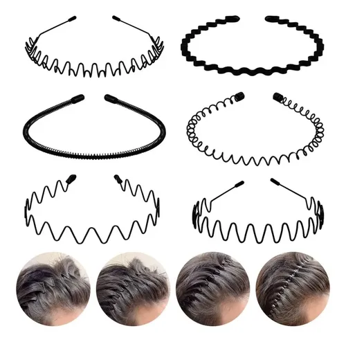 Fenshine 6 Bandas De Pelo Metálicas, Aros Ondulados, Unisex