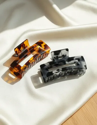 Broche Pinza Para Pelo Grande Rectangular Carey X 12 Tomas