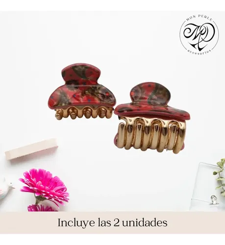 Broches Pelo Hebillas Ganchos Clips Colores Por Par Color Rojo