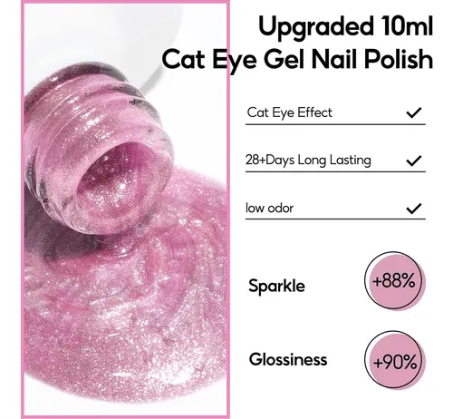 Set Cat Eye Peacecolor 6 Esmaltes Gel Con Efecto Magnético