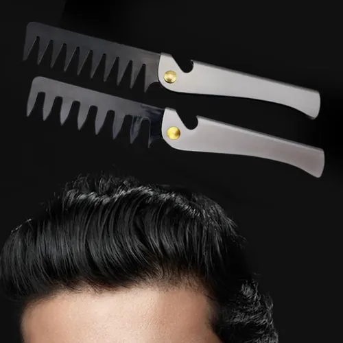 Peine De Bolsillo Vintage De Acero Inox Para Barba Y Cabello