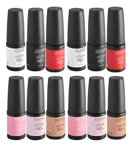 Kit X12 Esmaltes Mini Semipermanentes Cuvage Gel Led/uv