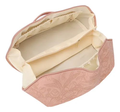 Bolsa De Maquillaje Para Cosméticos, Piel Sintética, Apertur