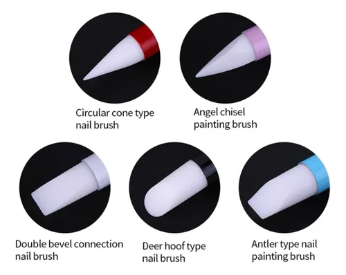 Pincel Doble Punta De Silicona X5 Un. Premium Nail Art
