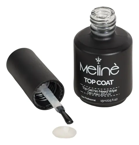 Meline Esmalte Top Coat Semipermanente Gel Led/uv Kit X2