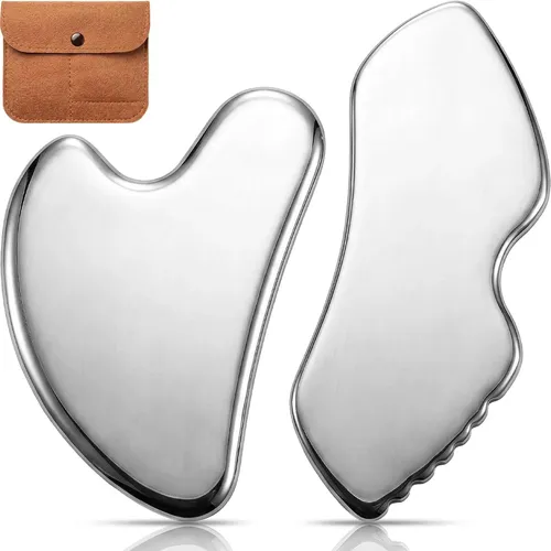 Set 2 Gua Sha Metal Facial Y Corporal Cool Touch