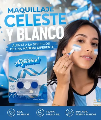 Pintura Cara Argentina Kit X12 Paleta Pincel Mayorista Copa