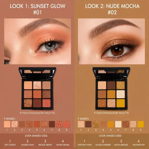 Paleta De Sombras 9 Colores Fynla Sunset Glow