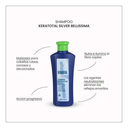 Shampoo Matizador Violeta Silver Keratotal Bellisima 270 Ml