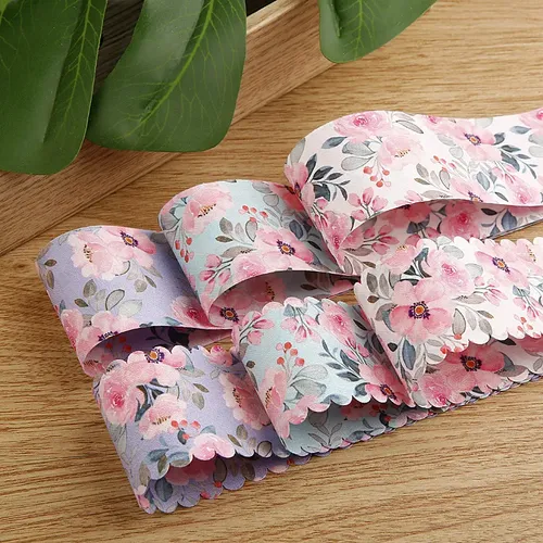 Lazos Para El Pelo Con Flores Con Borde Ondulado De 5 Yardas