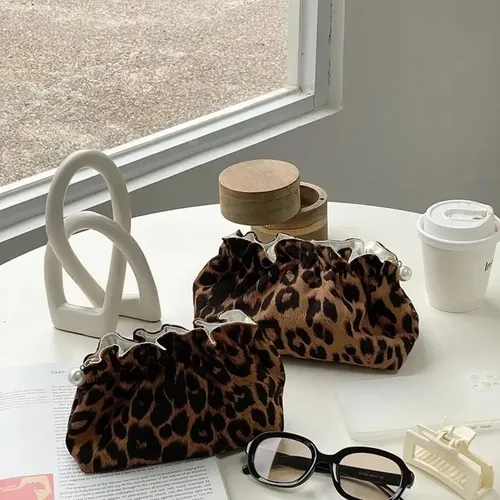 Cw Bolsa De Maquillaje Para Mujer Con Estampado De Leopardo