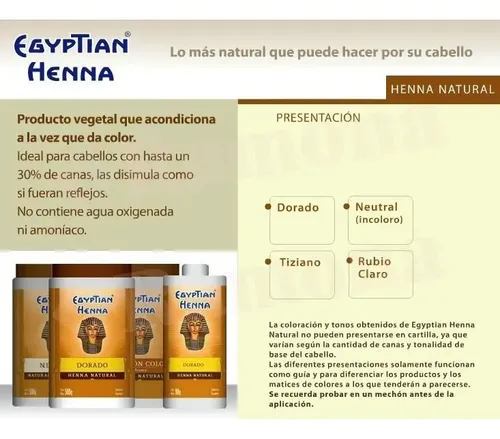 Tintura semipermanente Egyptian Henna tono dorado 500ml