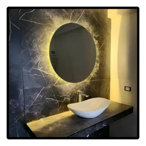 Espejo Redondo Circular 60 Cm. Con Tira Led Y Tecla