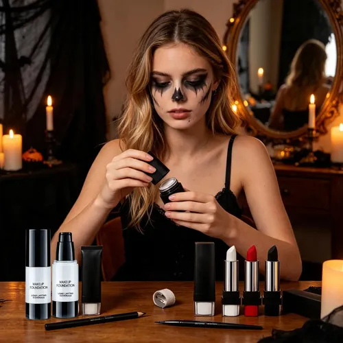 Goth Makeup Kit 6pcs Halloween White Foundation & Black