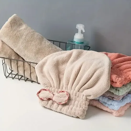 Gorro Toalla Turbante Microfibra Con Moño Para Secar Pelo