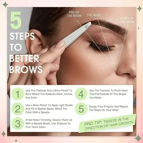 12 Piezas Pinzas Para Cejas Pinzas De Punta Inclinada De De