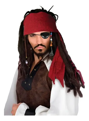 Peluca Pirata Parche Bandana Jack Sparrow Piratas Del Caribe