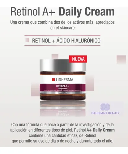 Retinol A+ Daily Cream 50g Con Ácido Hialurónico Lidherma