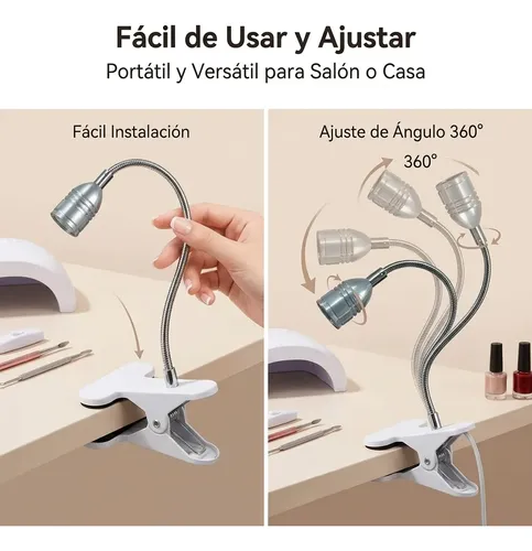 Lámpara Led Uv Secador De Uñas Flexible Con Broche