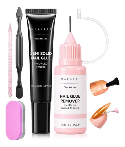 Kit De Uñas Postizas Makartt: Pegamento Semisólido Y