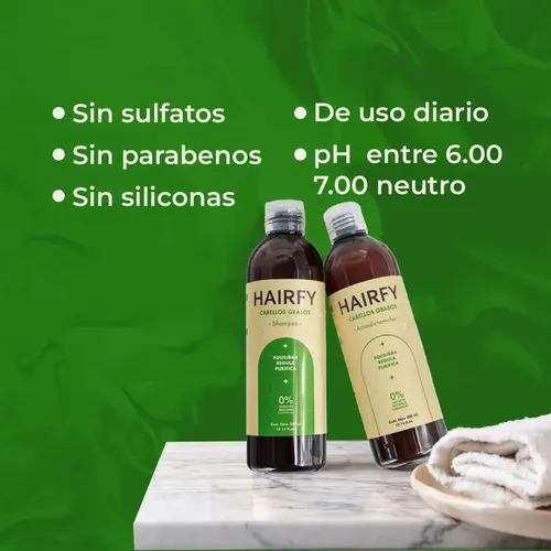 Acondicionador Cabellos Grasos y Oleosos Hairfy – Control de Seborrea, Sin Sulfatos, Parabenos y Siliconas – 300ml