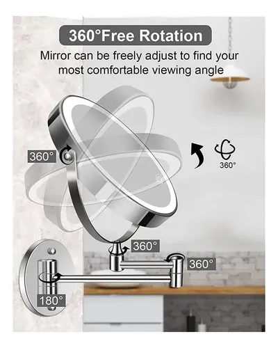 Espejo De Doble Cara Para Baño O Tocador De Pared Recargable