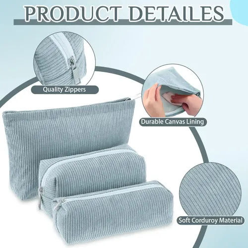 Set De Bolsas De Maquillaje Huhumy Corduroy Cosmetic Pouch A