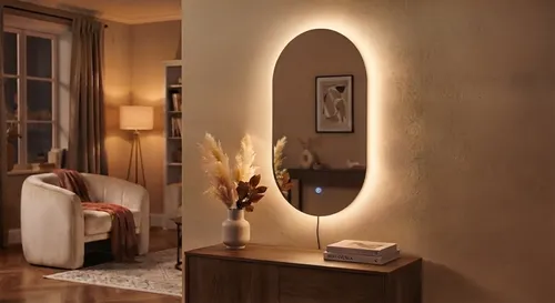 Espejo Ovalado Con Luz 70×40 Boton Tactil