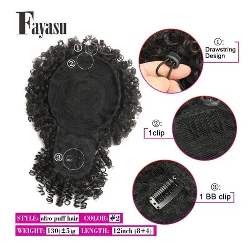 Y Extensión De Moño De Cabello Afro Con Cola De Caballo Y G