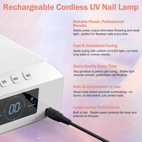 Lámpara Uv Led 60w Recargable Para Uñas Gel Profesional
