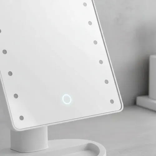 Espejo De Maquillaje Rectangular Con Luz Led Marco Blanco