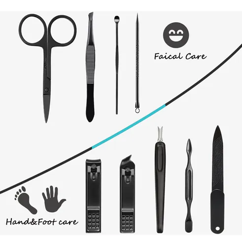Set De Manicura Hantekas 9 Piezas De Acero Inoxidable Para P